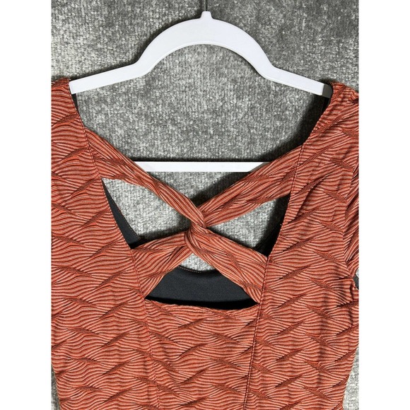 Bar III Fit & Flare Skater Dress Womens‎ Medium Cap Sleeve Textured Twist Back - Picture 5 of 9